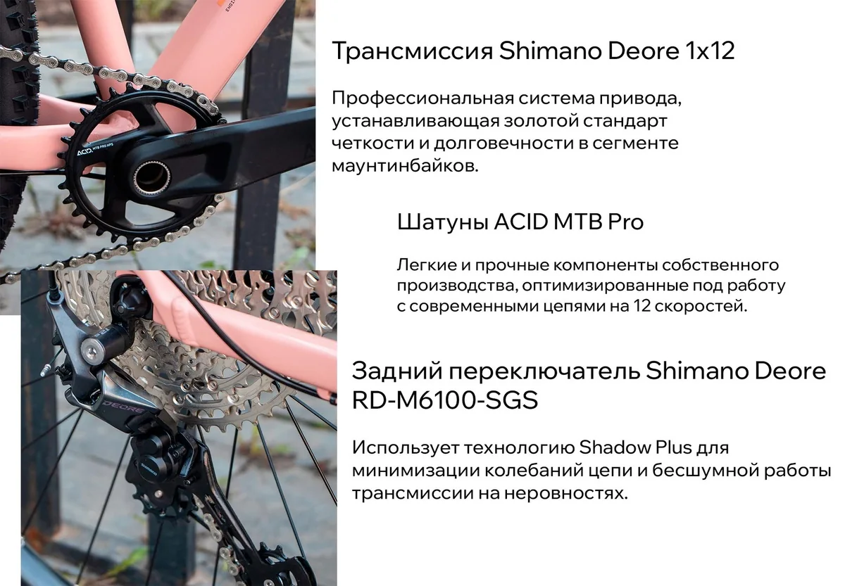 Трансмиссия Shimano Deore и шатуны ACID на Cube Aim SLX 2026