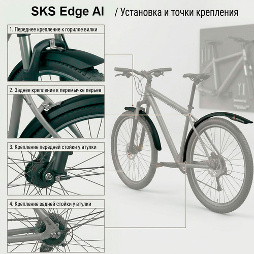 SKS  комплект крыльев Edge Al 46 - Full Aluminium Mudguard Set фото 2
