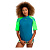 Arena  футболка для плавания женская Rash vest s/s graphic (XS, deep teal-soft green)