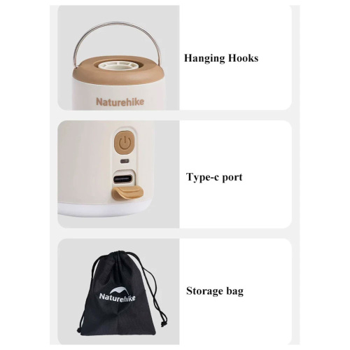 Naturehike  насос-фонарь походный Wind Mini Outdoor Multifunctional Inflatable Pump фото 6