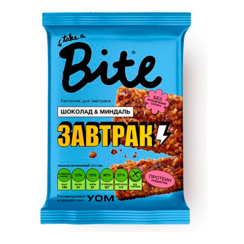 Bite  батончик злаково-ореховый "Шоколад-миндаль"