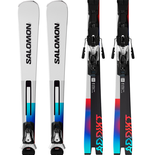 Salomon  лыжи горные E Addikt + E Mi12 Gw white-black F80 фото 2